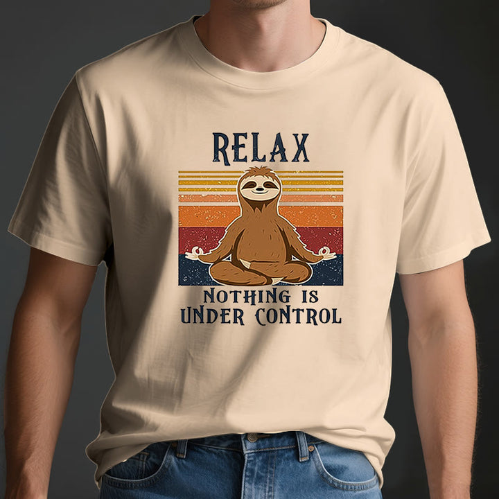 Camiseta de algodón retro con perezoso relajado de Olivenorma
