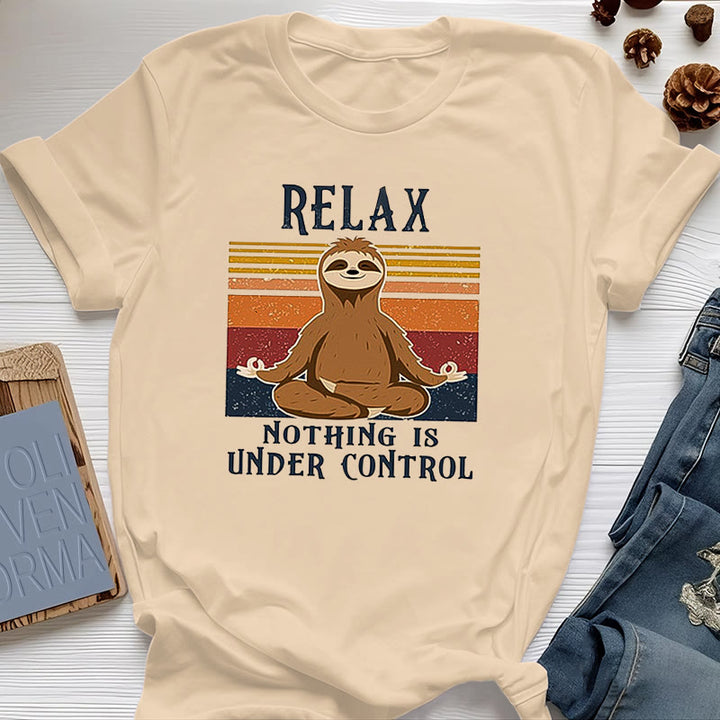 Camiseta de algodón retro con perezoso relajado de Olivenorma
