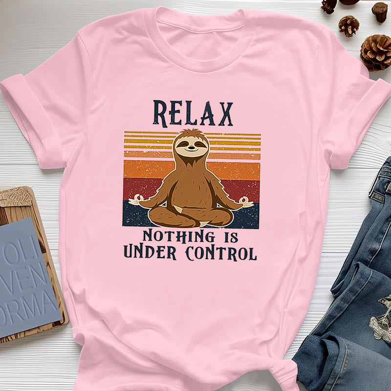 Camiseta de algodón retro con perezoso relajado de Olivenorma