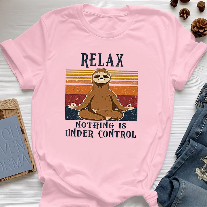 Camiseta de algodón retro con perezoso relajado de Olivenorma