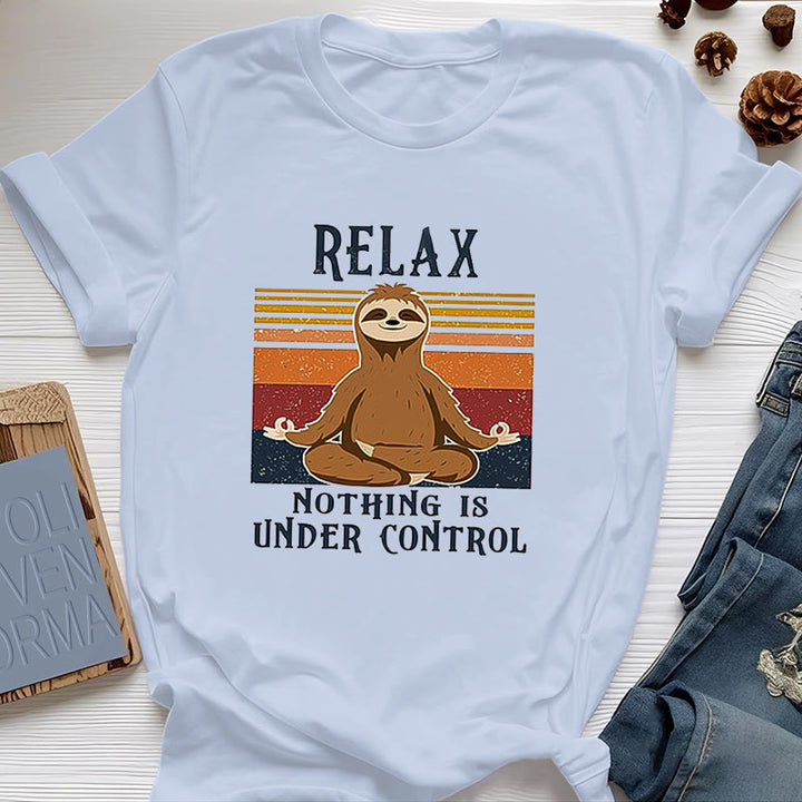 Camiseta de algodón retro con perezoso relajado de Olivenorma