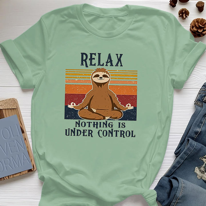 Camiseta de algodón retro con perezoso relajado de Olivenorma