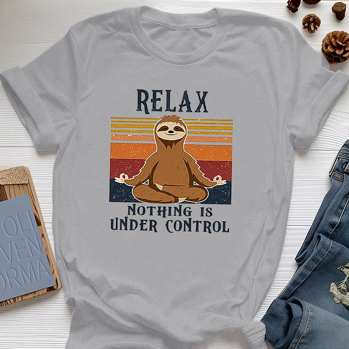 Camiseta de algodón retro con perezoso relajado de Olivenorma