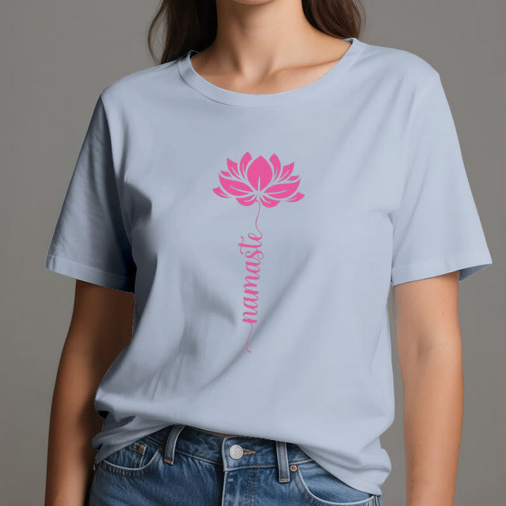 Olivenorma Namaste Lotus Yoga Camiseta de algodón