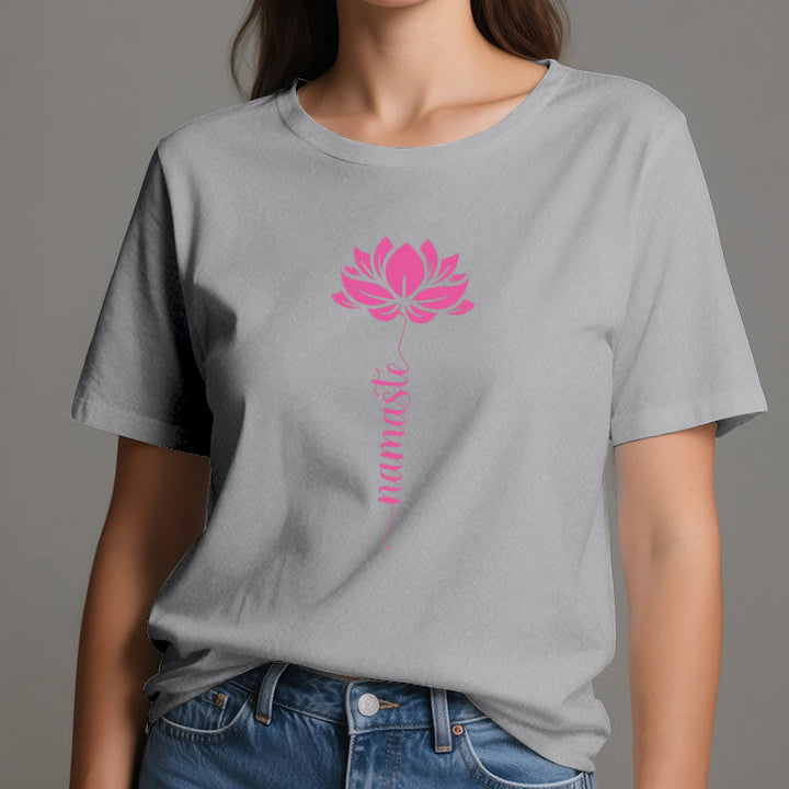 Olivenorma Namaste Lotus Yoga Camiseta de algodón