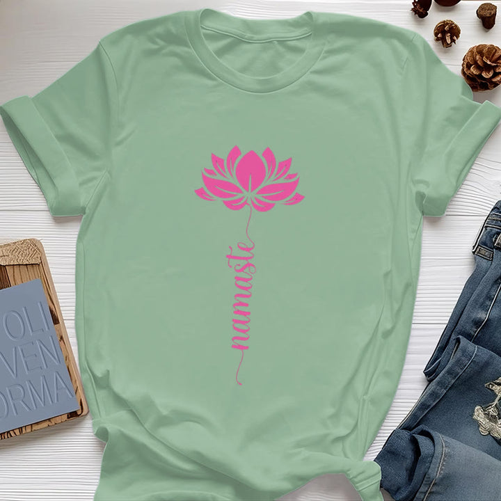 Olivenorma Namaste Lotus Yoga Camiseta de algodón