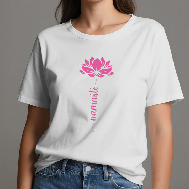 Olivenorma Namaste Lotus Yoga Camiseta de algodón