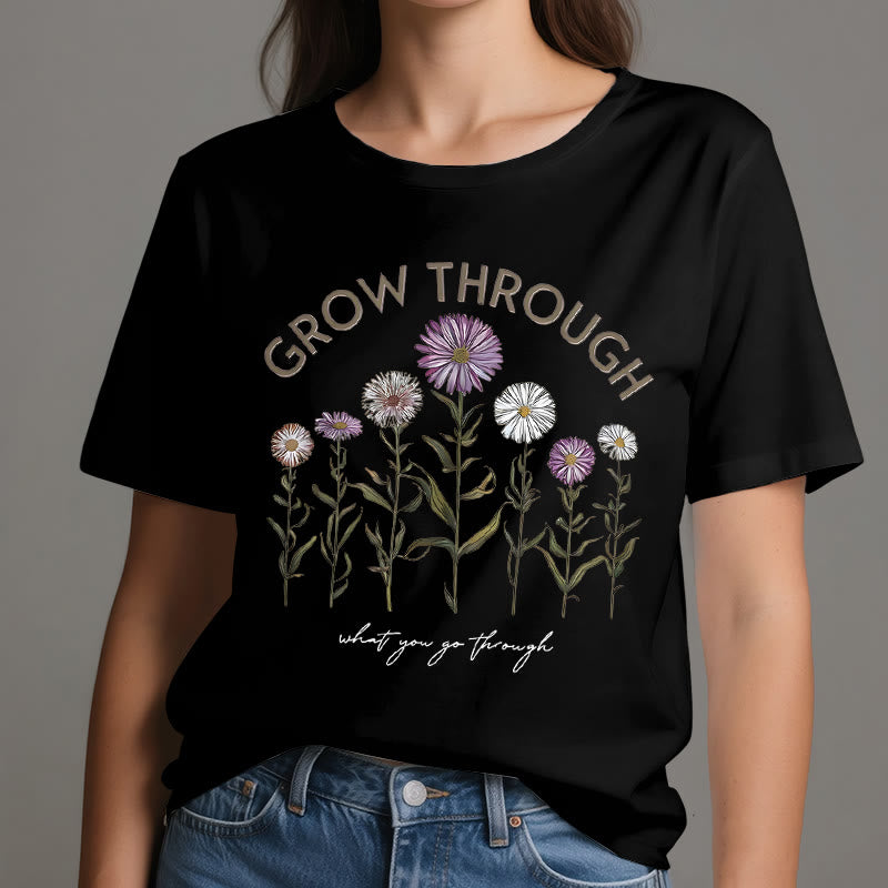 Camiseta con estampado floral "Crece a través de" de Olivenorma