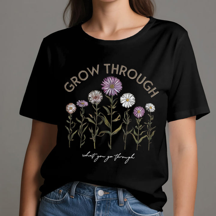 Camiseta con estampado floral "Crece a través de" de Olivenorma