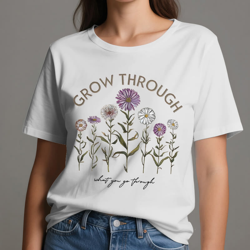 Camiseta con estampado floral "Crece a través de" de Olivenorma