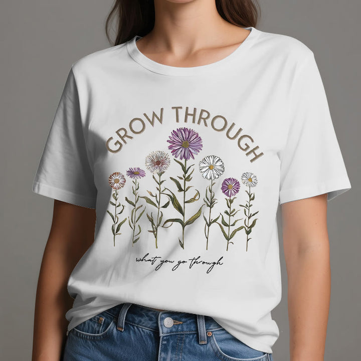 Camiseta con estampado floral "Crece a través de" de Olivenorma