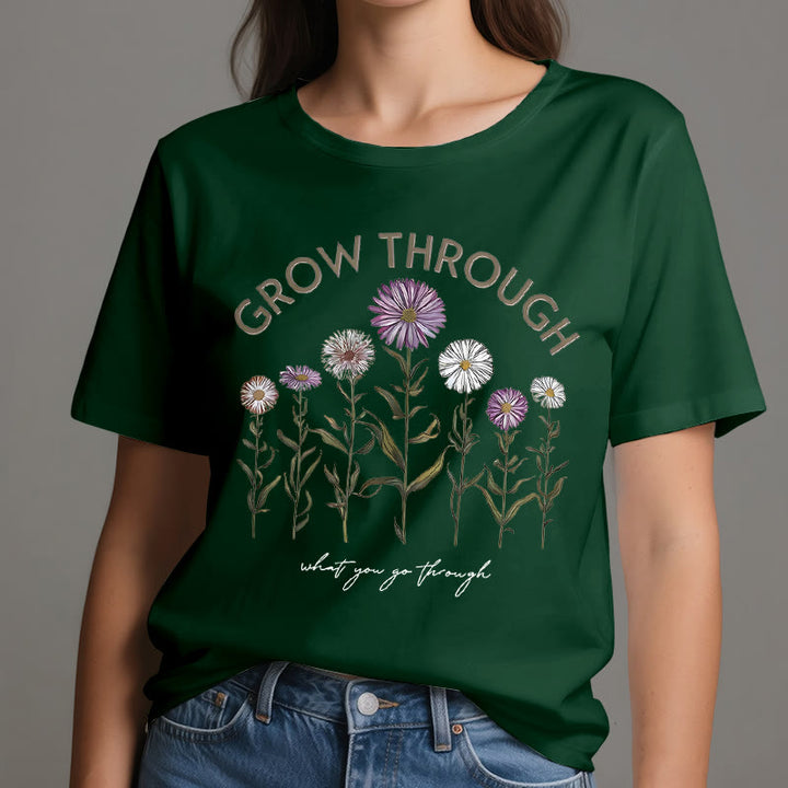 Camiseta con estampado floral "Crece a través de" de Olivenorma