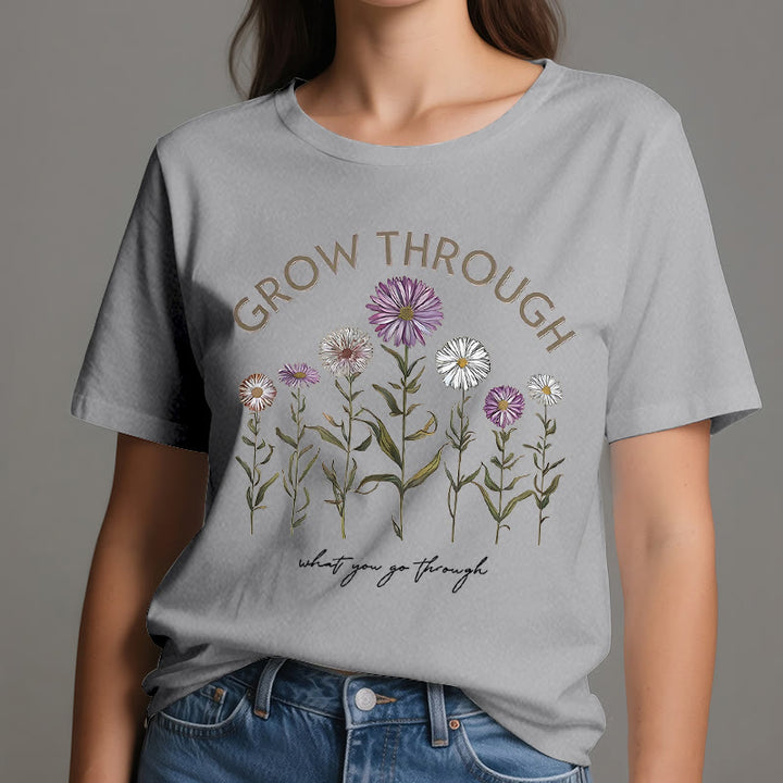 Camiseta con estampado floral "Crece a través de" de Olivenorma