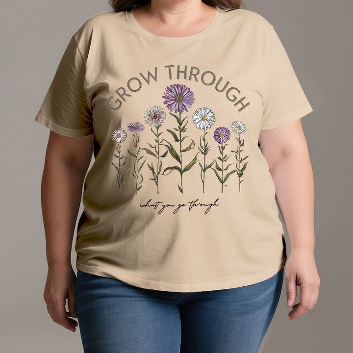 Camiseta con estampado floral "Crece a través de" de Olivenorma