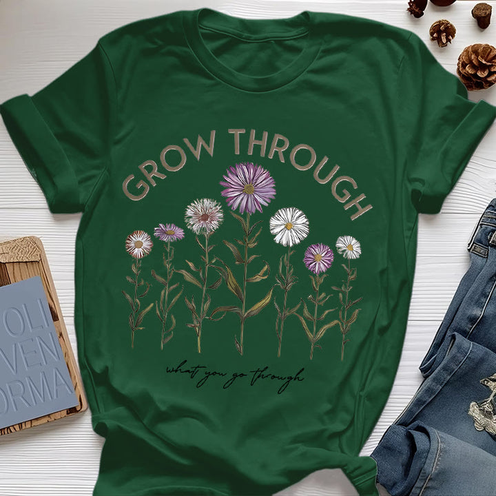 Camiseta con estampado floral "Crece a través de" de Olivenorma