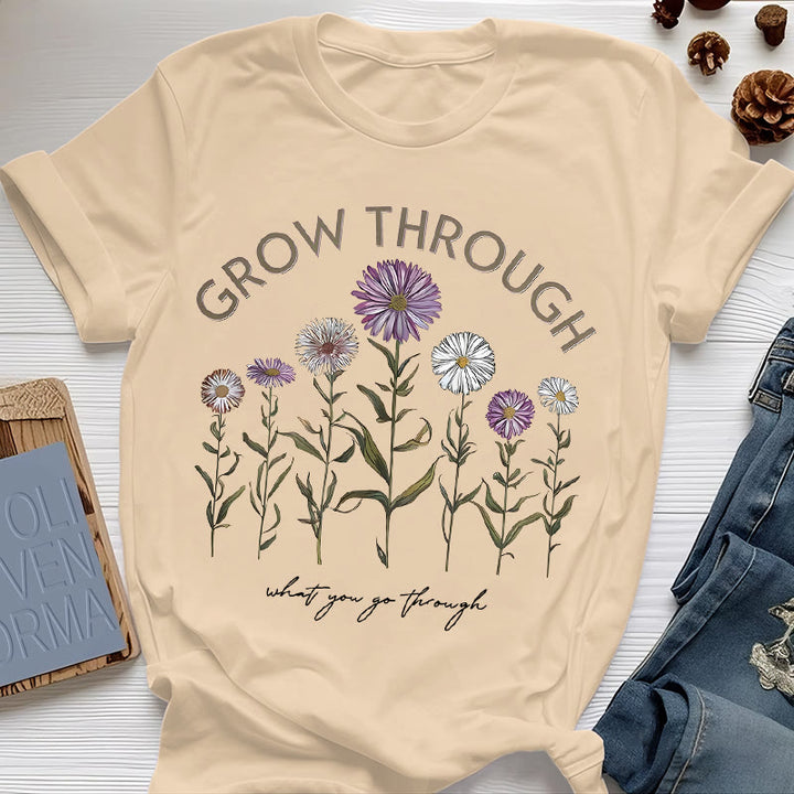 Camiseta con estampado floral "Crece a través de" de Olivenorma