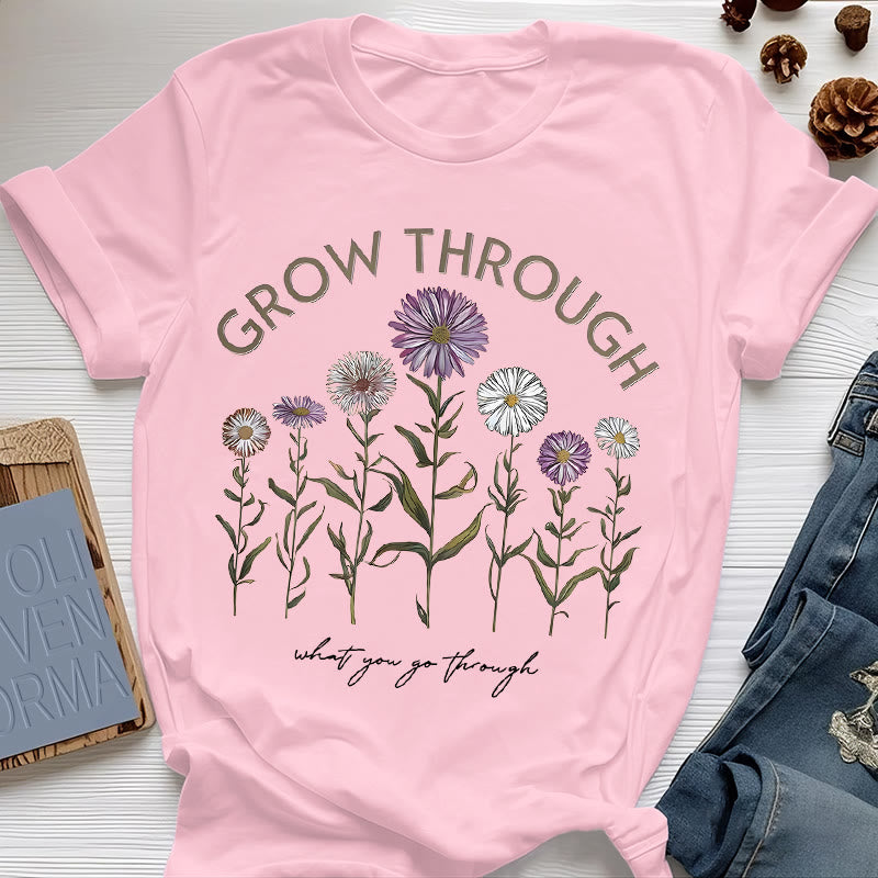 Camiseta con estampado floral "Crece a través de" de Olivenorma