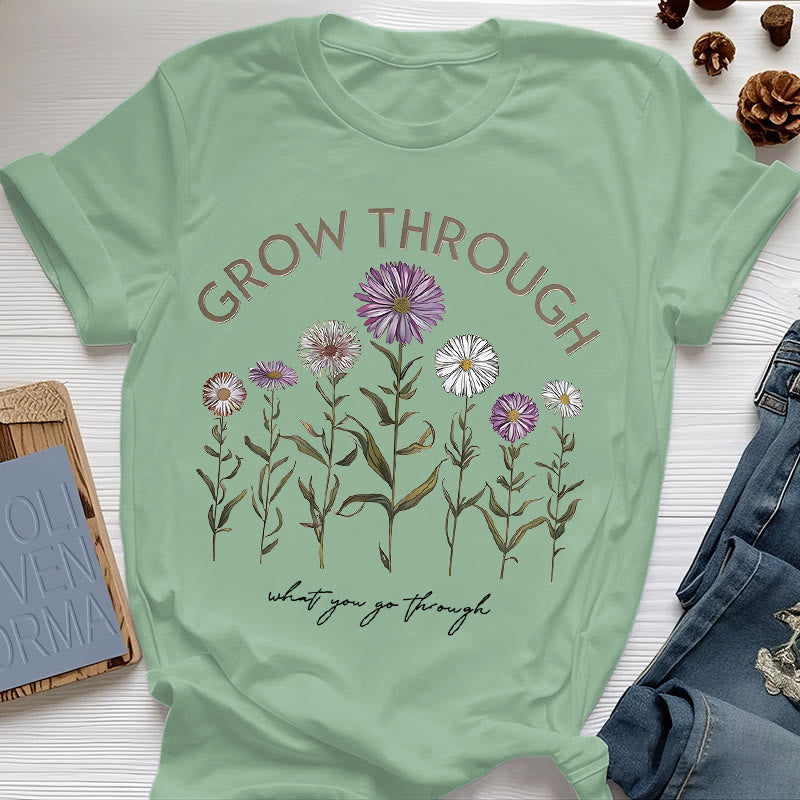 Camiseta con estampado floral "Crece a través de" de Olivenorma