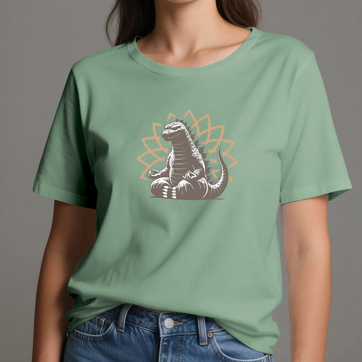 Camiseta divertida de meditación de yoga con dinosaurios de Olivenorma