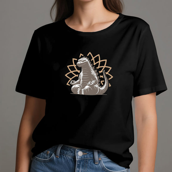 Camiseta divertida de meditación de yoga con dinosaurios de Olivenorma