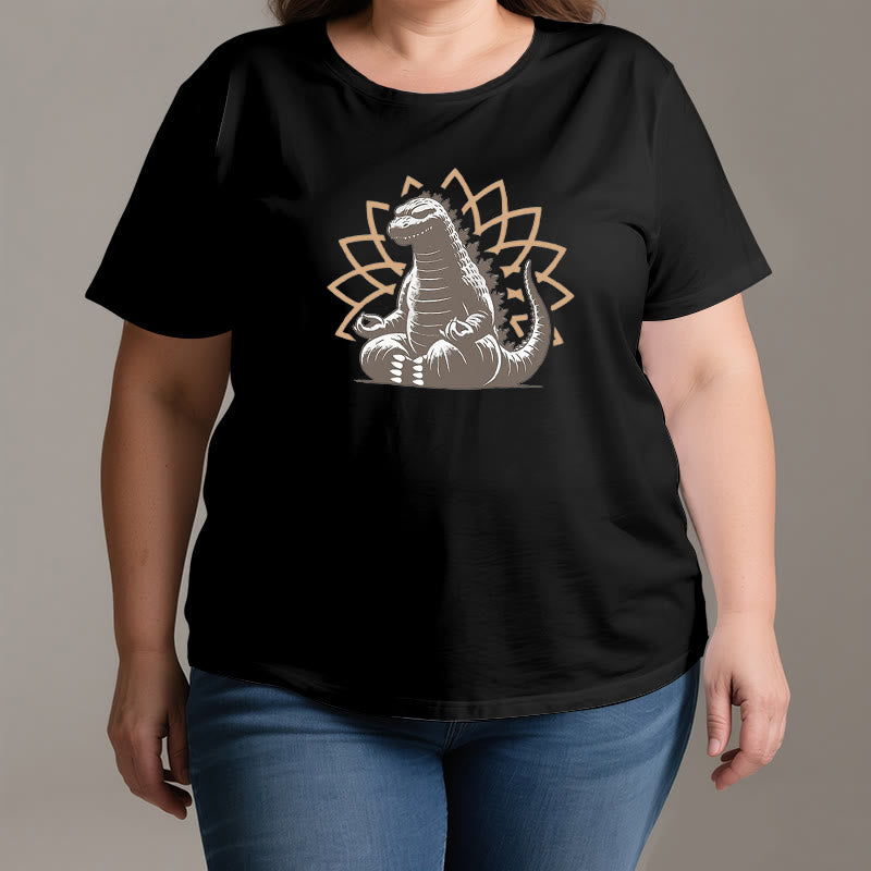 Camiseta divertida de meditación de yoga con dinosaurios de Olivenorma