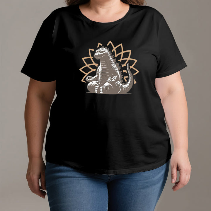Camiseta divertida de meditación de yoga con dinosaurios de Olivenorma