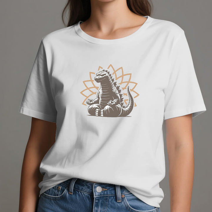 Camiseta divertida de meditación de yoga con dinosaurios de Olivenorma