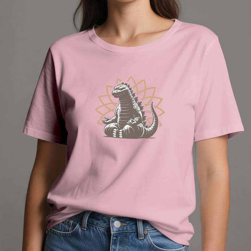 Camiseta divertida de meditación de yoga con dinosaurios de Olivenorma