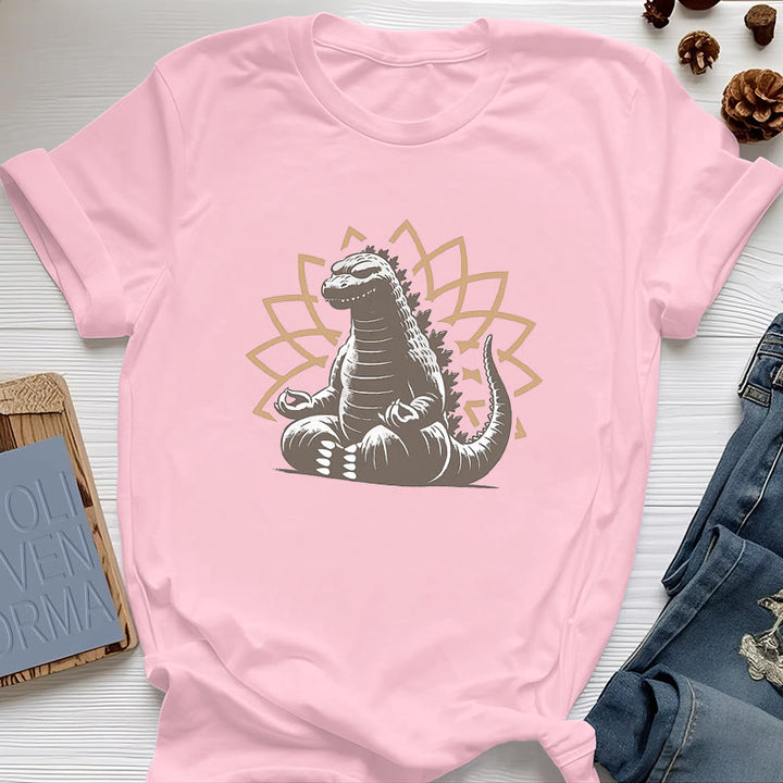 Camiseta divertida de meditación de yoga con dinosaurios de Olivenorma