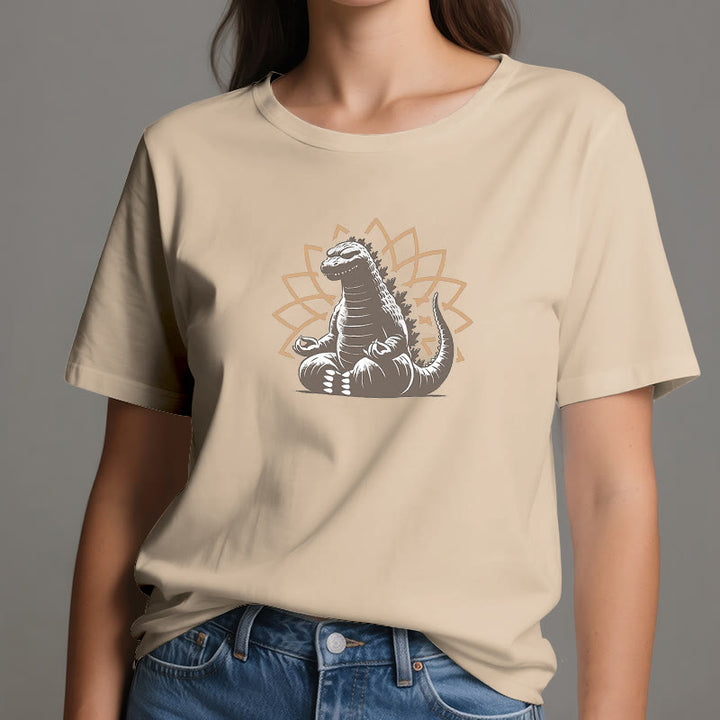 Camiseta divertida de meditación de yoga con dinosaurios de Olivenorma