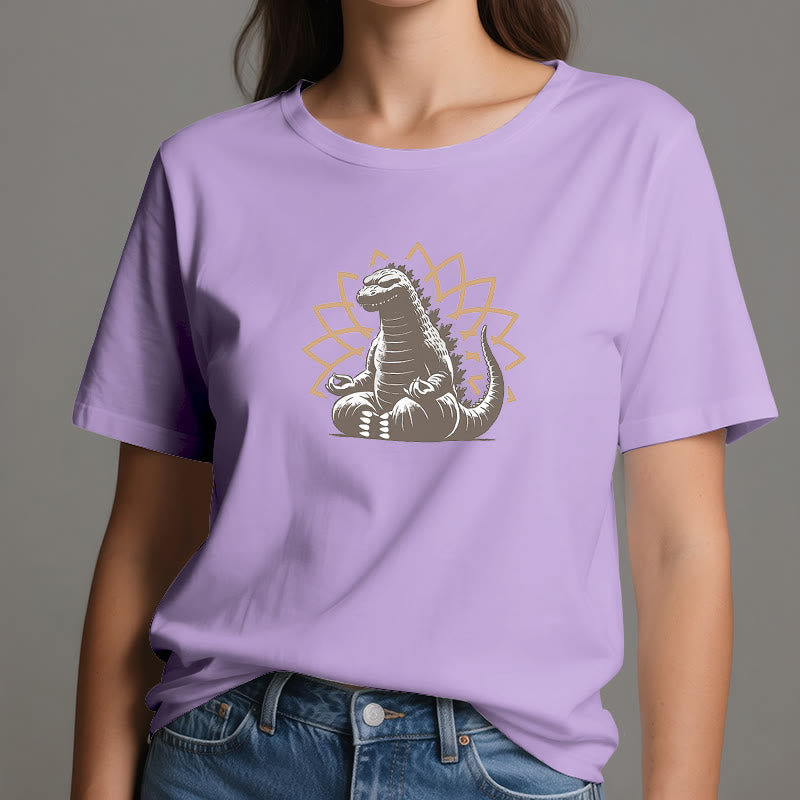 Camiseta divertida de meditación de yoga con dinosaurios de Olivenorma