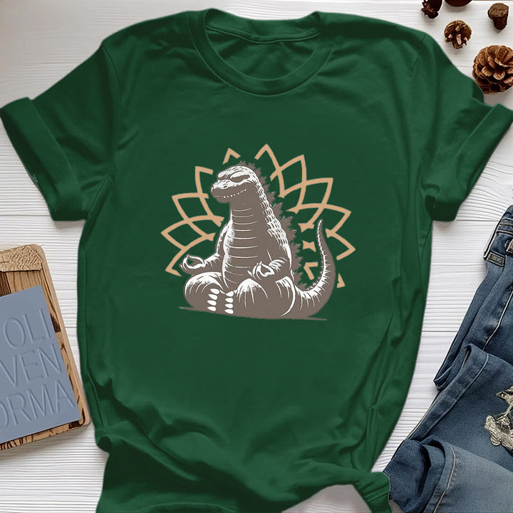 Camiseta divertida de meditación de yoga con dinosaurios de Olivenorma