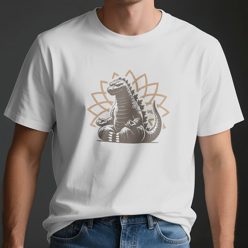 Camiseta divertida de meditación de yoga con dinosaurios de Olivenorma