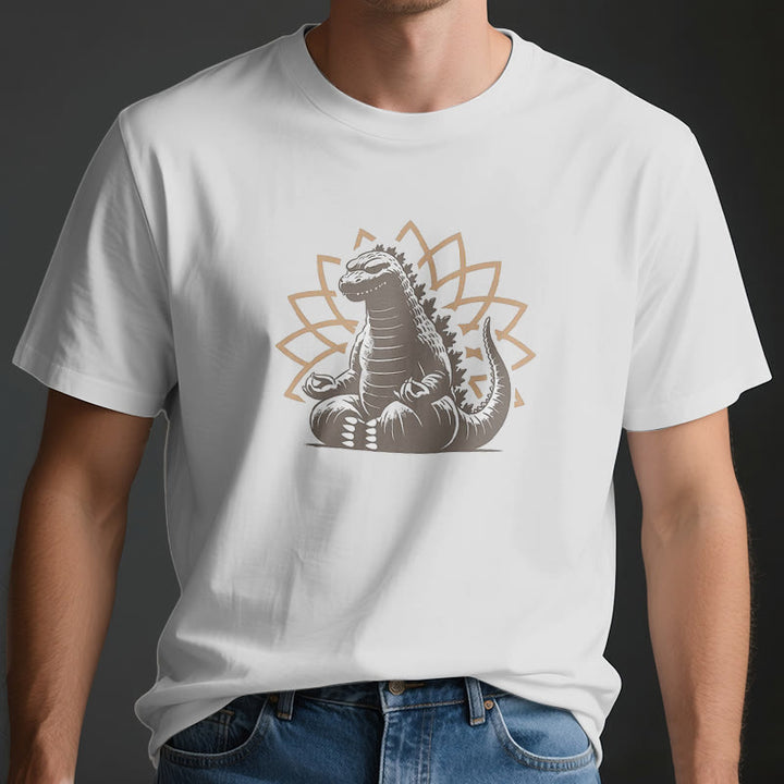 Camiseta divertida de meditación de yoga con dinosaurios de Olivenorma