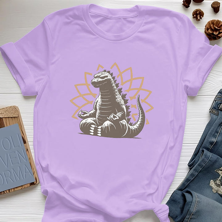 Camiseta divertida de meditación de yoga con dinosaurios de Olivenorma