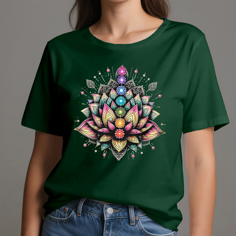 Olivenorma Chakra Lotus Flower Yoga Meditación Camiseta