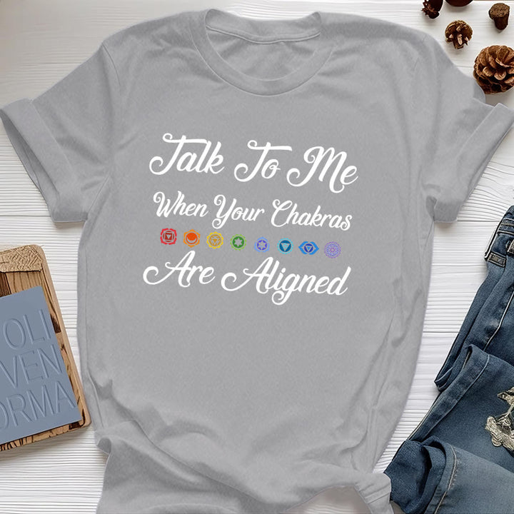 Camiseta de yoga Olivenorma "Háblame cuando tus chakras estén alineados"