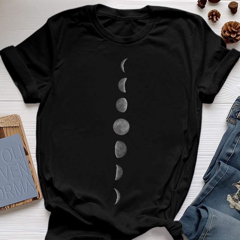 Camiseta de meditación y yoga con estampado de fases lunares de Olivenorma