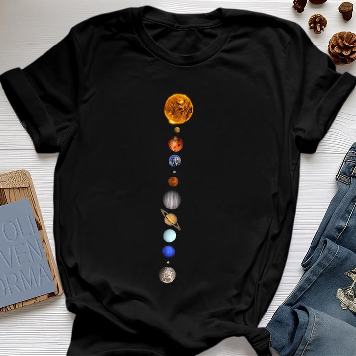 Camiseta con estampado de la galaxia del sistema solar de Olivenorma