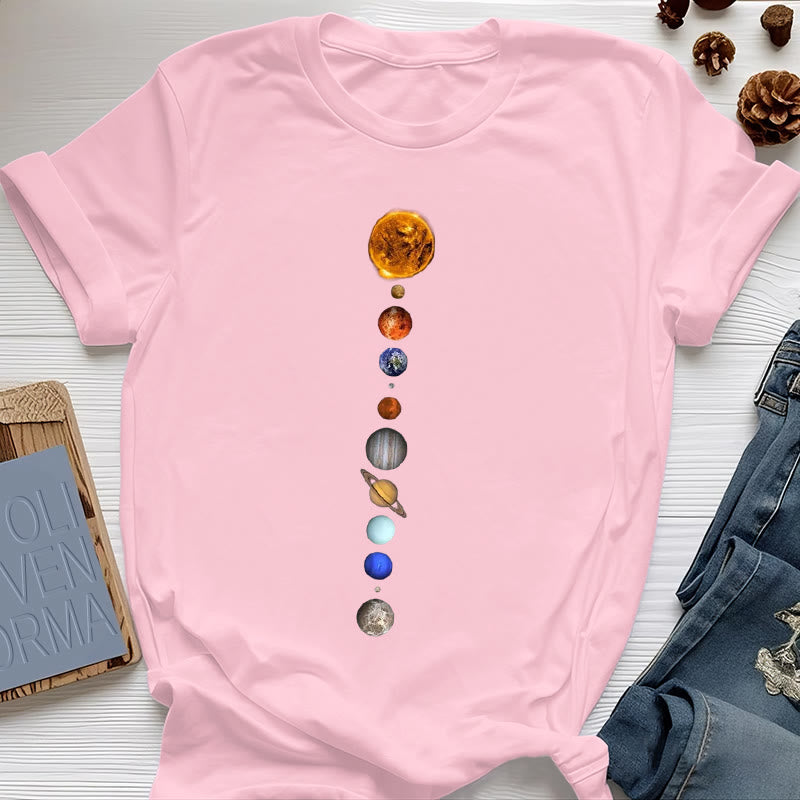 Camiseta con estampado de la galaxia del sistema solar de Olivenorma