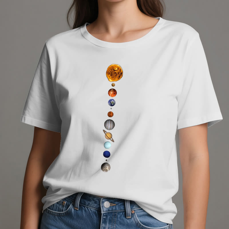 Camiseta con estampado de la galaxia del sistema solar de Olivenorma
