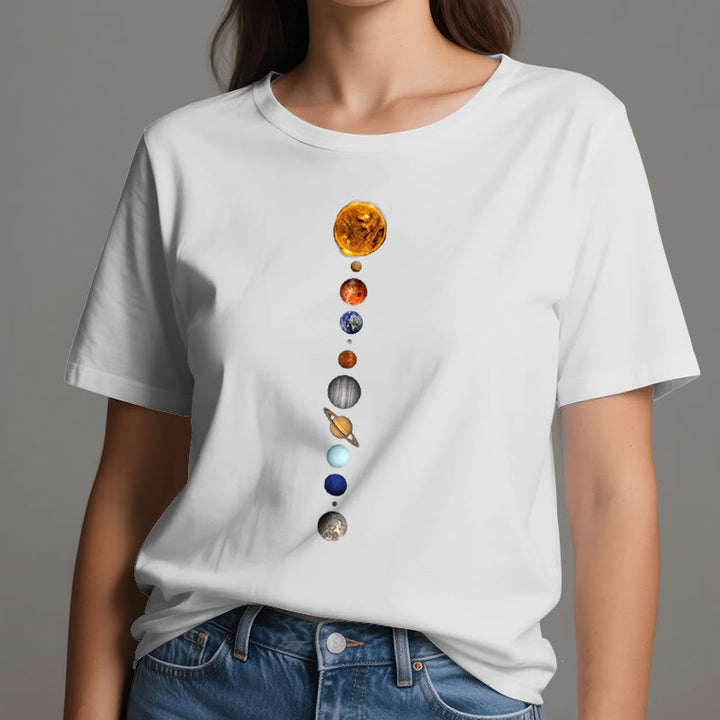 Camiseta con estampado de la galaxia del sistema solar de Olivenorma