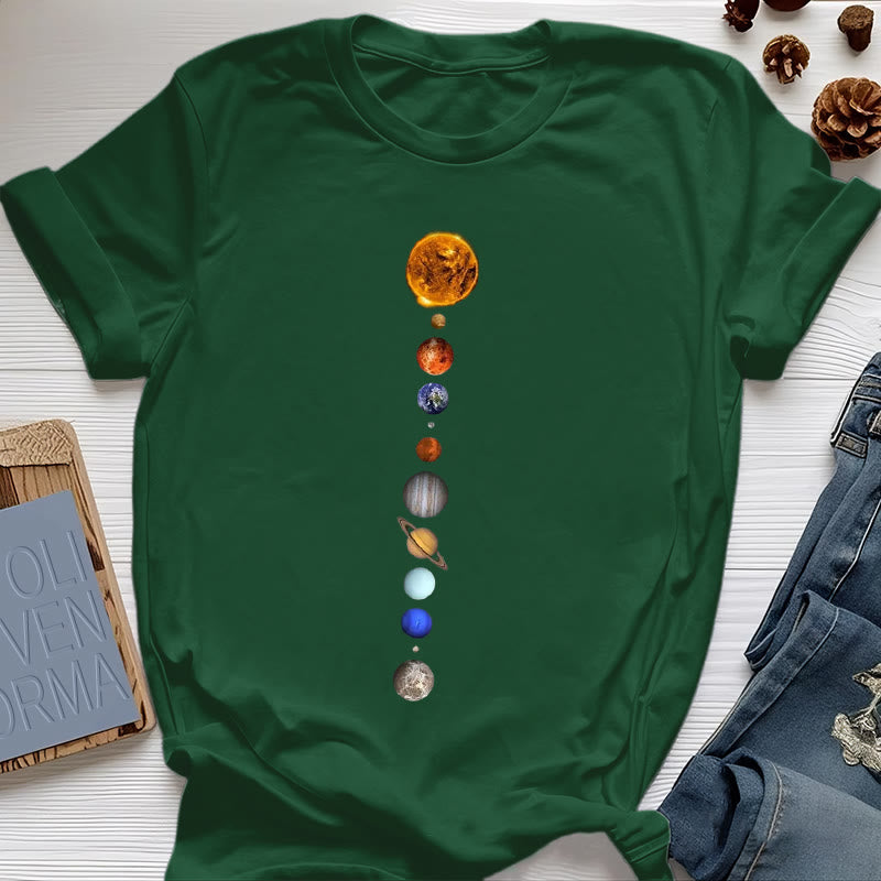Camiseta con estampado de la galaxia del sistema solar de Olivenorma