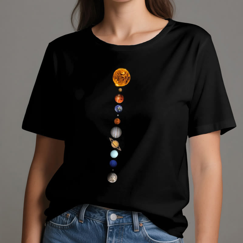 Camiseta con estampado de la galaxia del sistema solar de Olivenorma