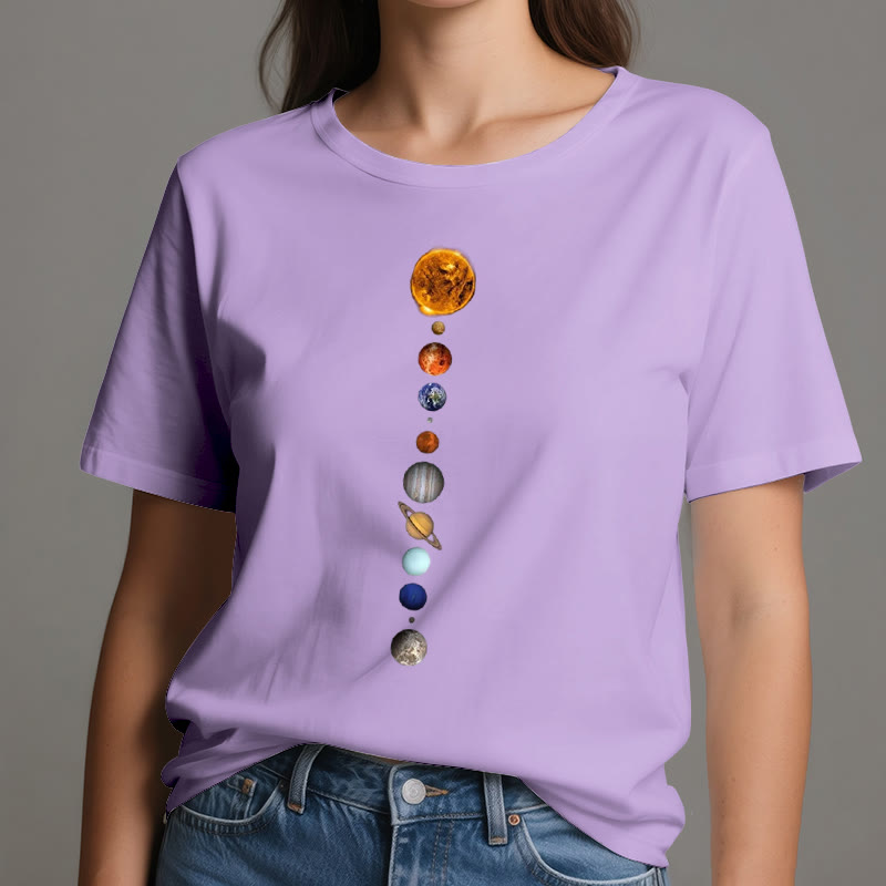Camiseta con estampado de la galaxia del sistema solar de Olivenorma