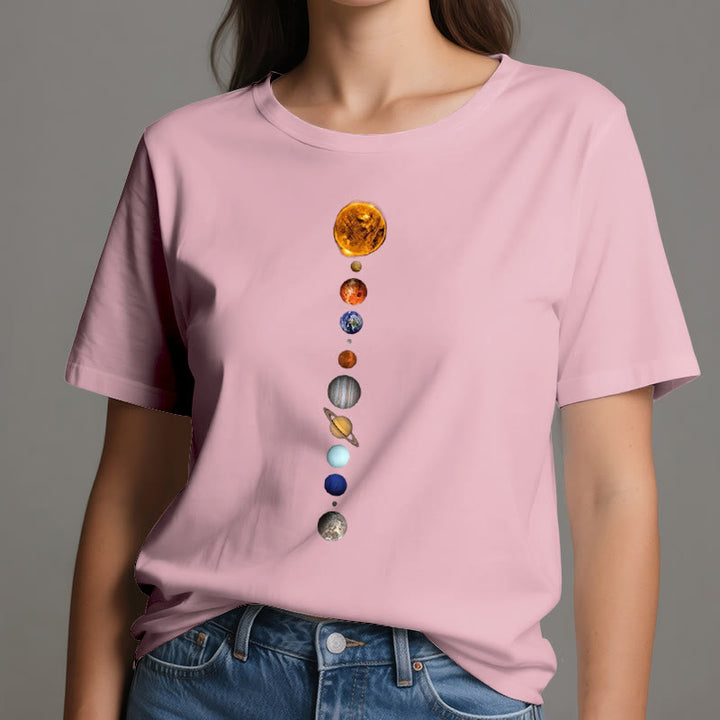 Camiseta con estampado de la galaxia del sistema solar de Olivenorma