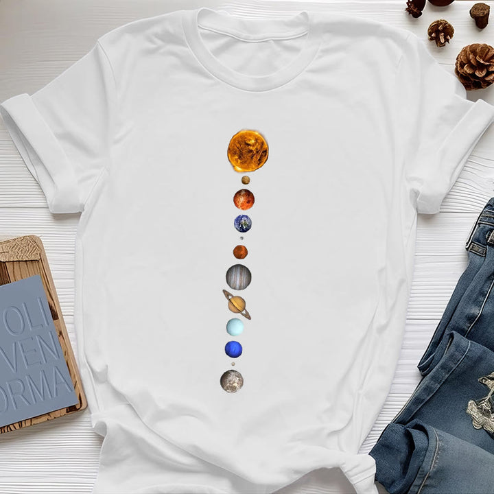Camiseta con estampado de la galaxia del sistema solar de Olivenorma