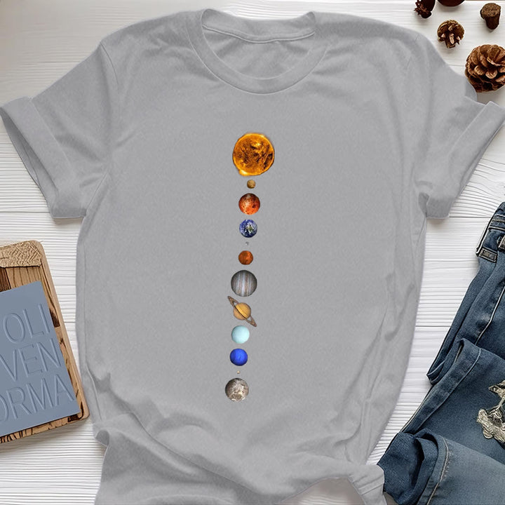 Camiseta con estampado de la galaxia del sistema solar de Olivenorma