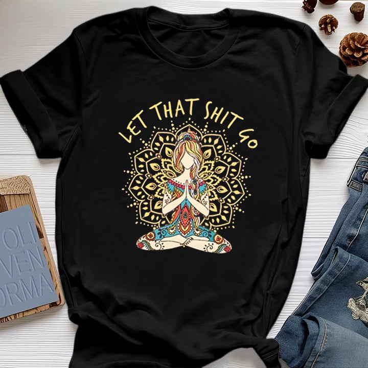 Camiseta de meditación de yoga sentada "Suelta esa mierda" de Olivenorma