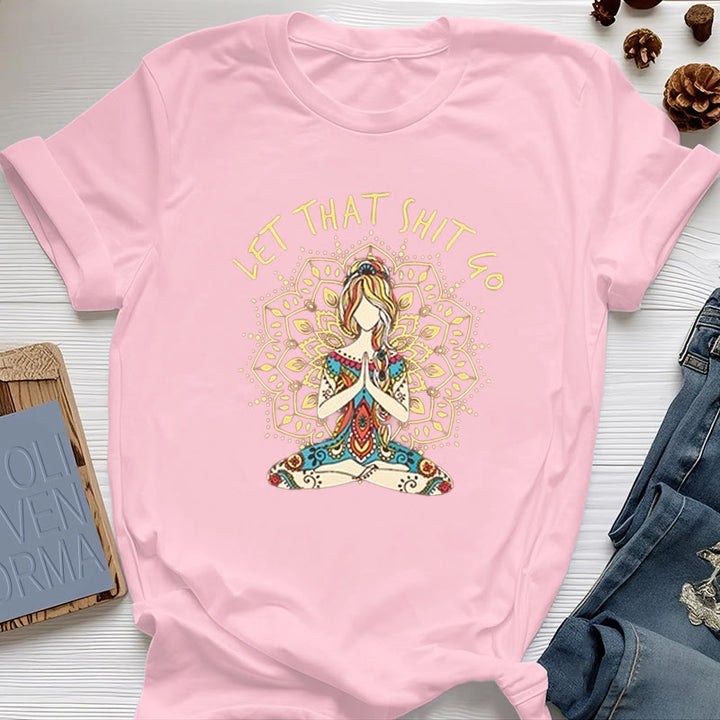 Camiseta de meditación de yoga sentada "Suelta esa mierda" de Olivenorma